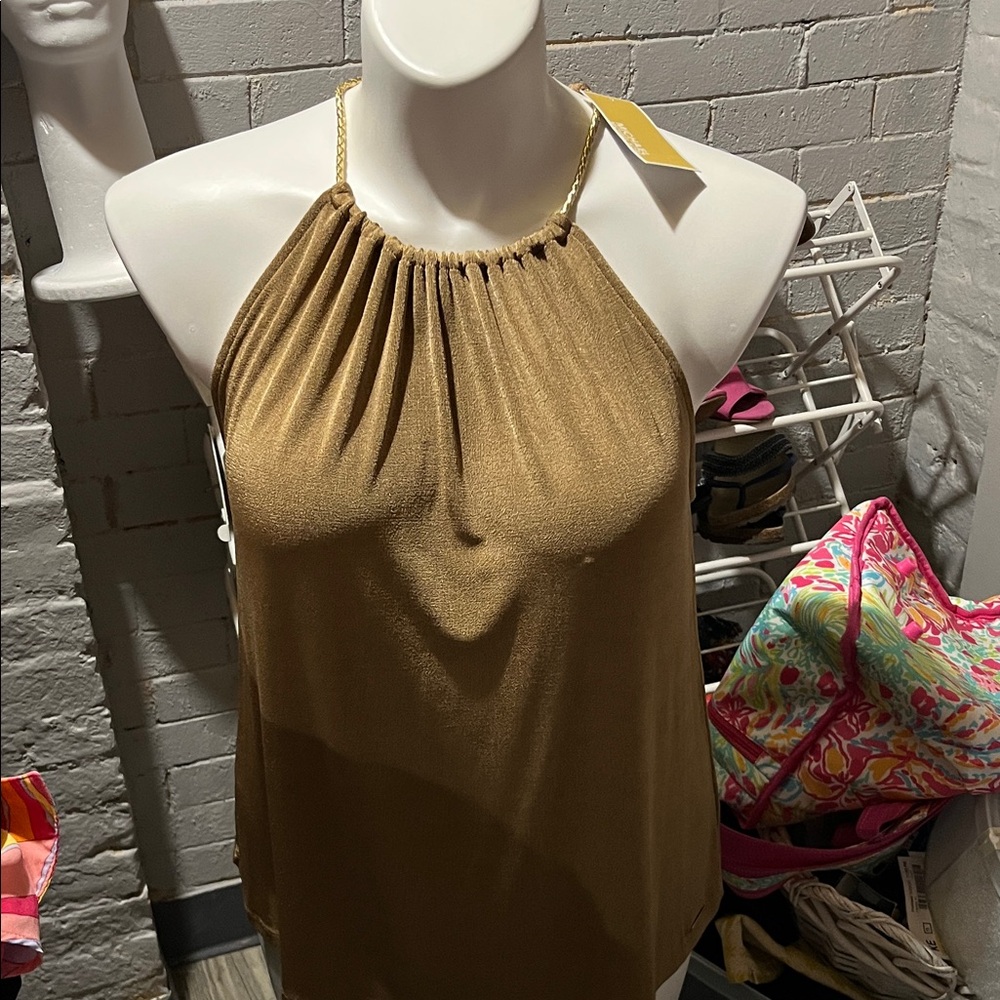 NWT Michael Kors Gold Halter Neck Women's Top